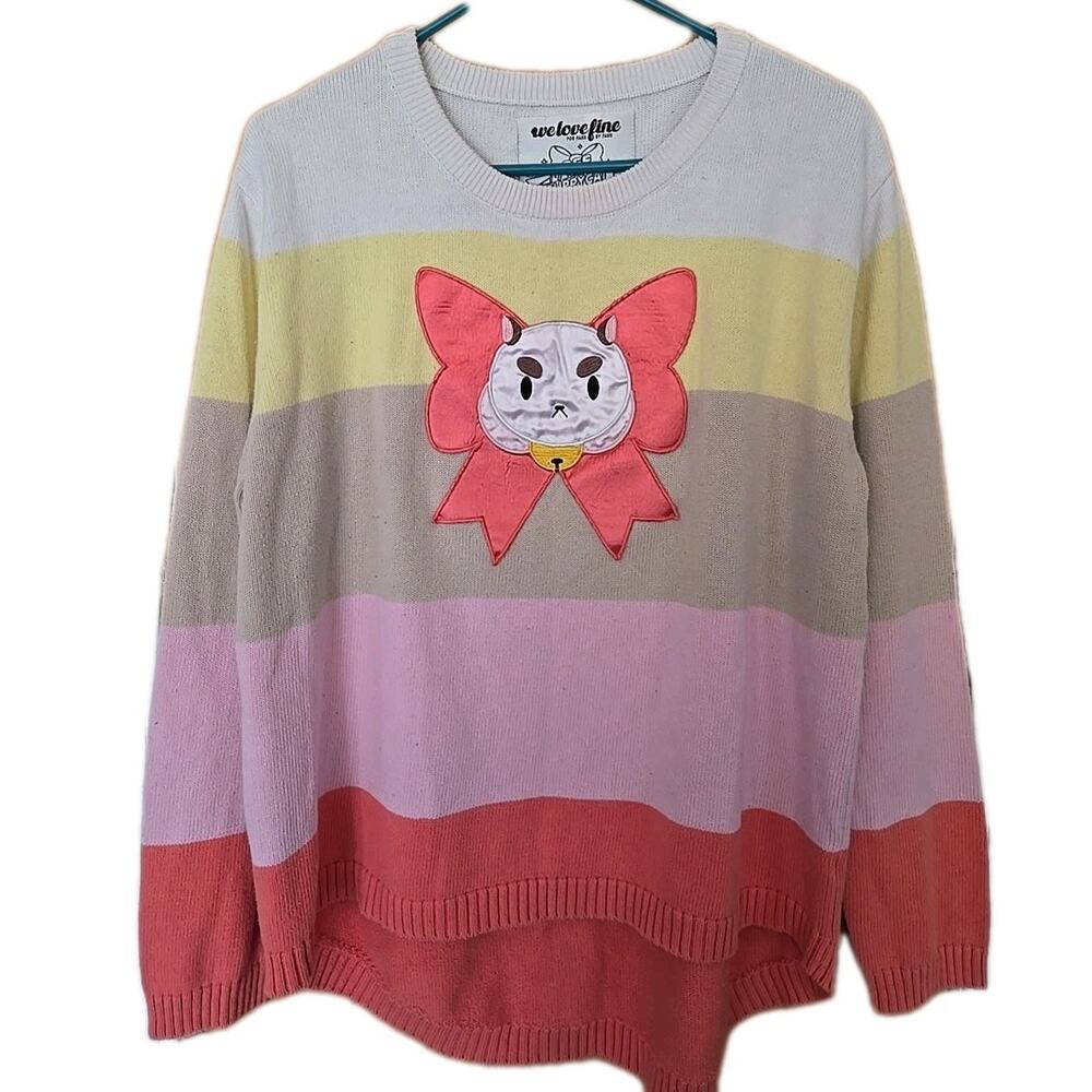 RARE BEE AND PUPPYCAT WE LOVE FINE STRIPED KNIT SWEATER WOMEN'S SIZE XL